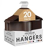 Utopia Home Premium Wooden Hangers 20 Pack - Durable & Slim Coat Hanger - Suit Hanger with 360-Degree Rotatable Hook - Wood Hangers with Shoulder Grooves (Brown Color)