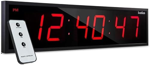 Vista 13 de Ivation Reloj de pared digital grande de gran tamaño – Reloj digital LED grande con pantalla grande, estante o montaje en pared