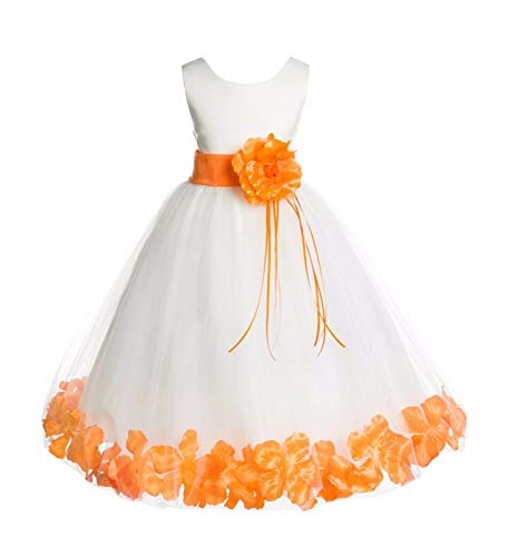 Ivory Tulle Floral Rose Petals Junior Flower Girl Dress Christening Dress 007 4