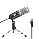 HOUHOU Micrófono USB Condensador Micrófono para Laptop Mac Computer Grabación de Estudio Streaming Media Game Karaoke Youtube Video micrófono (Color : Silver)