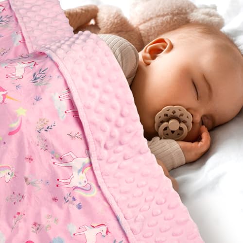 Image of SWESEN Baby Blanket for Boys Girls, Super Soft Double Layer Mink Blankets with Dotted Backing, Unicorn Toddler Newborn Nursery Bed Blanket, Multicolor Printed Blanket, 30 X 40 Inches