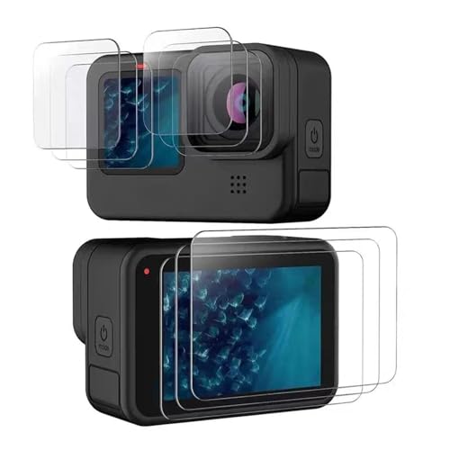 Protection Ecran pour GoPro Hero 12/11/10/9 Black Protecteur d'écran en Verre + d'objectif en Verre + d'écran Avant Protecteur HD, Dureté 9H Anti-Rayure...