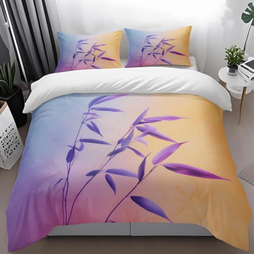 Housse de Couette 240 x 260 Microfibre Parure de Lit 2 Clés Rose Violet - 2