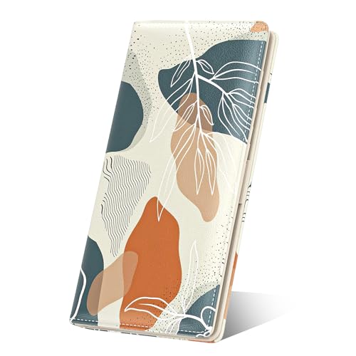 Nipichsha Womens Wallet, RFID Slim Wallets for Women, Thin Ladies Credit Card Holder Purse, Cute Leather Bifold Clutch Billfold with 11 Card Slots & ID Window, Abstract Boho Leaf