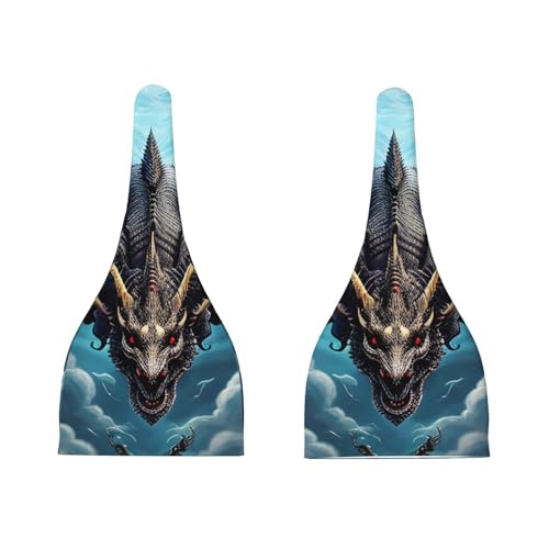 Newborn Baby Hat, Flying Dragon Print Soft Top Knot Beanie Cap, Cute Baby Headwear for 0-6 Months Black3