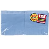 Amscan Big Party Pack 125 Count Beverage Napkins, Pastel Blue