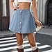 Women Denim Mini Skirt Button Front A-Line Jean High Waisted Casual Outfits Spring Summer Fashion Loose Fit Skirts S-2XL