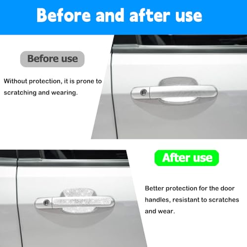 Image of 10PCS Car Door Handle Protective Cover,Bling Handle Protector,Car Door Handle Anti Scratch Sticker,Crystals Have A Reflective Effect, Making Vehicles Dazzling (White)