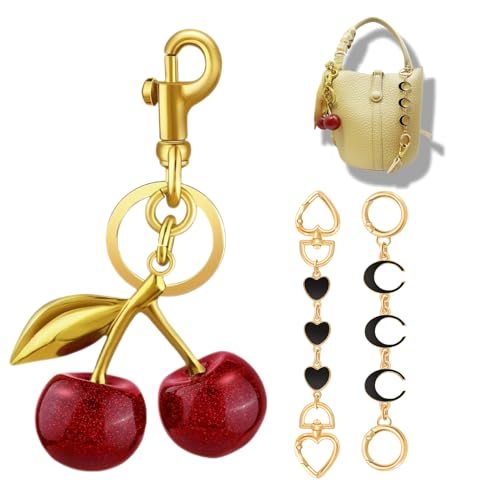 Bag Charm Cherry Keychain Cherry Keychain Accessories Gifts for Women Purse Bag Charms Extender Chain for Handbags
