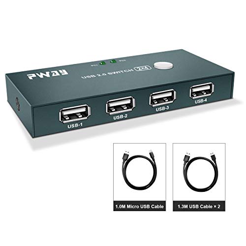 USB Switch Selector 2 Computer Sharing 4 USB 2.0 Device Peripheral Switcher Box