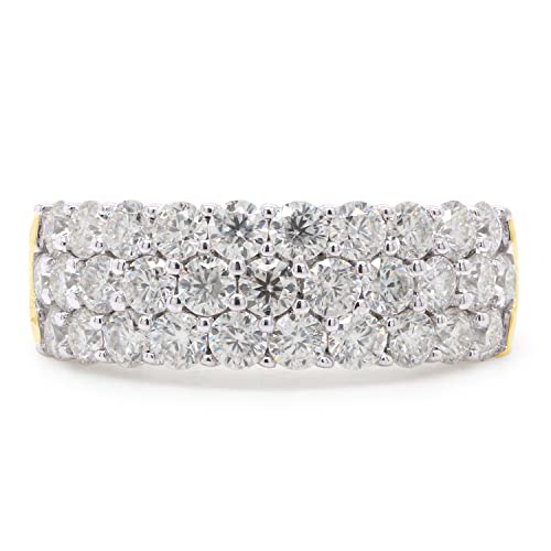 SAVEARTH DIAMONDS 1 1/2 cttw Round Cut Lab Created Moissanite Diamond 3-Row Half Eternity Anniversary Band Ring For Women In 10K Or 14K Solid Gold (VVS1 Clarity, 1.50 Cttw)3