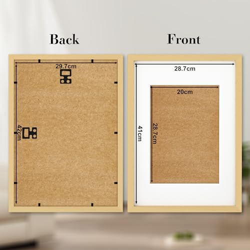 A3 Frame Wood Picture Frame, Outer Dimension (44.5x32.2 cm) for 11.7x16.5 Inch (29.7x42 cm) Print Certificate Poster Illustration, Acrylic (Non-Glass) Photo Frame only Wall Mount, Color Nature