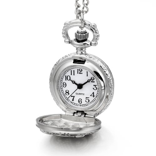 Image of JewelryWe Vintage Pocket Watch Cool Gear Steampunk Retro Pendant Necklace Watches for Men Women Halloween Costumes Daily and Office
