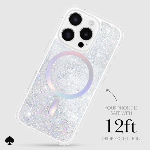 Image of kate spade new york iPhone 16 Pro Case - Liquid Glitter Iridescent | Compatible w /MagSafe - Lightweight Designer Case for iPhone 16 Pro w /Anti-Scratch Coating & Liquid Glitter Iridescent Design