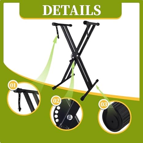 Full Size Electric Keyboard Piano for Beginners, Keyboard Stand X-Shape, Duet Piano Bench Wooden Keyboard Bench with Storage