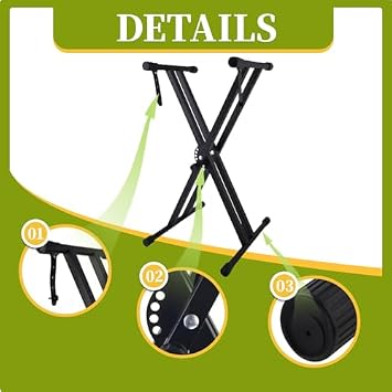 Full Size Electric Keyboard Piano for Beginners, Keyboard Stand X-Shape, Duet Piano Bench Wooden Keyboard Bench with Storage