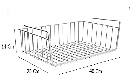 Image of Styleys Metal Under Shelf Basket Wire Rack For Extra Cabinet Storage 15.5-Inch (White 1Pcs) (S11027), Hanging Shelves, 14 X 25 X 40 cm