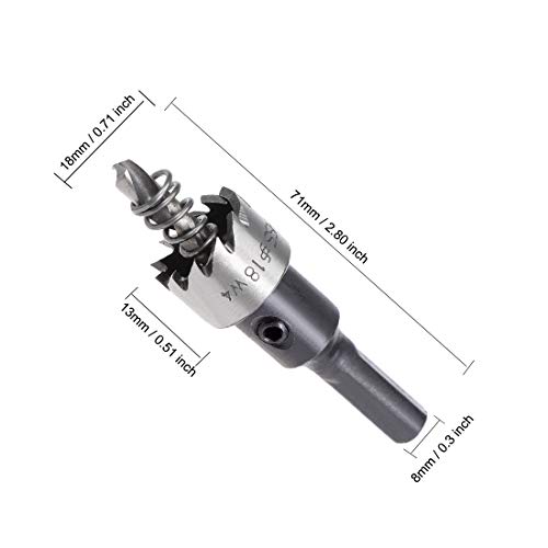 sourcingmap 2 Pcs 18mm HSS Drill Bit Hole Saw for Stainless Steel Metal Alloy Wood, Silver with Black Accents, 18x13mm - Image 2