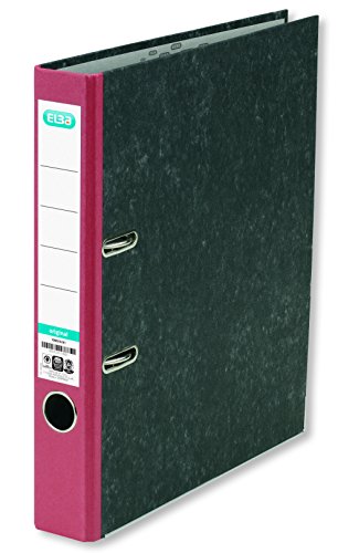 Preisvergleich Produktbild ELBA Ordner-Wolkenmarmor Recycling 5 cm schmal DIN A4 roter Rücken smart Original Ringordner Aktenordner Briefordner Büroordner Pappordner Schlitzordner Blauer Engel