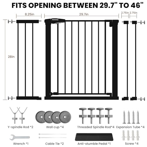 Image of Mumeasy Baby Gate for Stairs, 29.7-46 inch Walk Through Dog Gate Indoor