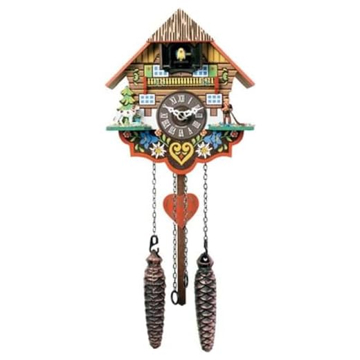 River City Clocks Musical Multi-Colored Quartz Cuckoo Clock - 8 Inches Tall - Model # M8-08PQ