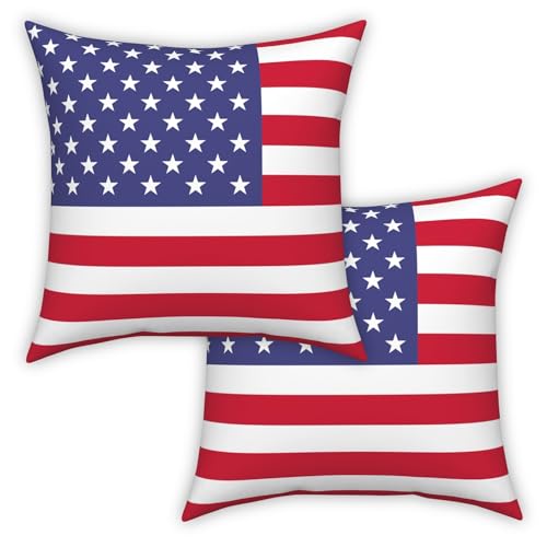 ggaimwf Housse Coussin Americain rapeau des États-Unis Drapeau USA Coussins pour Le Jour de l'indépendance Carré Housses d’Oreiller Accueil Taie...