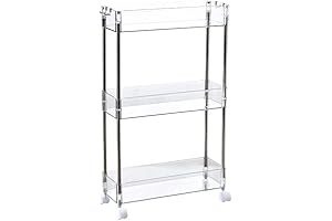 Slim Clear Cart: 3-Tier Rolling Storage Organizer for Narrow Spaces