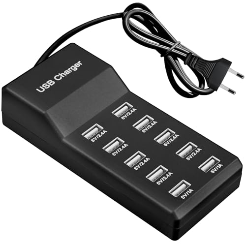 10 Port USB Ladegerät, 50W 5V USB Ladegerät Mehrfach, 10 Ports Hub Ladestation Schnellladen für Mobiltelefone Tablets Spielekonsolen(EU-Stecker) 10 Port USB Ladegerät, 50W 5V USB Ladegerät Mehrfach, 10 Ports Hub Ladestation Schnellladen für Mobiltelefone Tablets Spielekonsolen(EU-Stecker)