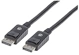Manhattan DisplayPort 1.2 Cable, 4K@60hz, 3m, Male to Male, with Latches, Fully Shielded, Black, Polybag