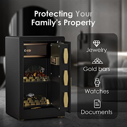Safe Box, Adimo 2.8 Cubic Ft Fireproof Safe Box, Weighted Cabinet Safe With Removable Shelf, Sensitive Alarm, Dual Key System With Lcd Digital Screen, Safe For Jewelry, Cash, Documents, Gold, And Guns #TOP7