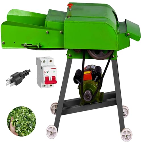 Image of TXMACHINE Lawn Mowers 800kg /h hay Cutter Machine Electric hay Cutter Silage Machine Grass Cutter for Chaff,Corn Straw,Grass,Wheat Straw with Miniature Circuit Breaker (220V /60HZ)