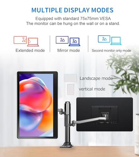 Image of 15.6 inch Portable Touchscreen Monitor, FHD 1920x1080 IPS Ra Pi Touch Screen Monitor for Laptop HDMI VGA DVI 10-Point Touchable Display VESA 75x75 Mountable for Laptops PC Pi POS Kiosk Home Industrial