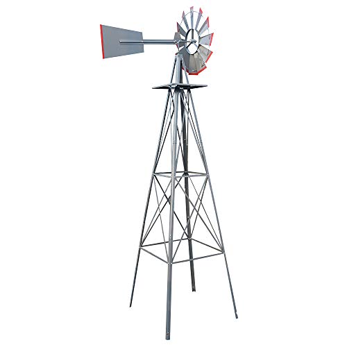 TYNAWYNW Updated Version & Stronger 8ft Ornamental Wind Mills, Weather Resistant Decoration Windmills for The Yard Garden Lawn, Weather Vane Used for Determining Wind Speed and Direction (Gray)