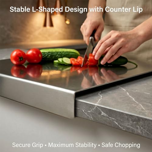 Tabla de Cortar de Acero Inoxidable 304 para Cocina con Borde Antideslizante, Ideal para Carnes, Verduras, Masa y Horneado (40 x 50 cm) miniatura 4