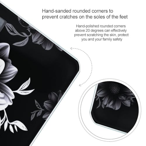 Báscula Digital para Baño Negra con Diseño Floral miniatura 4