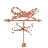 SUPERDANT Cuivre Rouge de Girouette en Fer avec Lézard Iguane Girouette de Jardin Exterieur Indicateur de Vent de Toit Facile à Installer Cadeau pour Les Patios Maisons et Abris de Jardin
