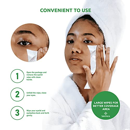 Saluvera Eyelid Wipes With Tea Tree And Aloe Vera | Eye Cleansing Wipes For Dry And Itchy Eyes Relief | Natural Ingredients Eyelid Scrub For Daily Usage - Pack Of 30 #TOP4