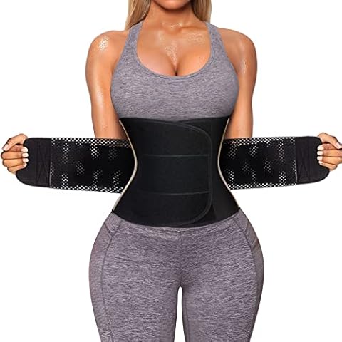 RACELO Women Sauna Waist Trainer Trimmer Belt Weight Loss Gym Sweat Belly Band Girdle Slimming Body Shaper (M, Black) Cover