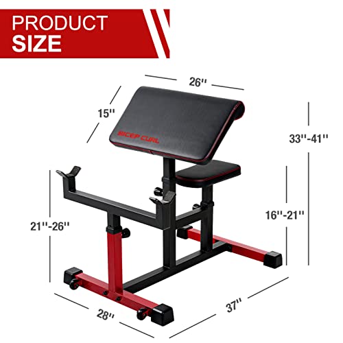Er Kang Preacher Curl Bench, 350Lbs Strength Training Biceps Bench For Home Gym, Adjustable Weight Bench With Wheels Moving, 26"×15" Arm Pad&Height Selectable Seat(2023 New Version) #TOP5
