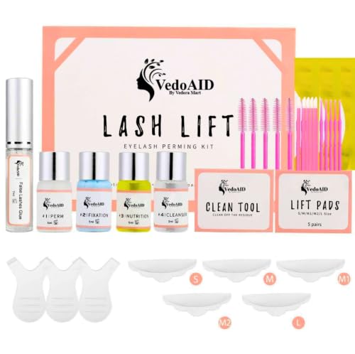 2026 VedoAID New Upgraded EyeLash Lift Kit Eyelash Extension Kit Eyelash Perm Kit, Eyelash Lifting &amp; Eyelash Curling Includes Eye Shields, Pads (Upgraded with Cotton Swab)