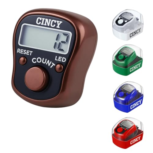 CINCY Clicker Counter with LED for Day & Night Use | Instant Reset, Accurate & Quiet, Long Battery Life | for People, Laps, Pitch, Golf, Baseball, Fish Counting, for Prayer – Brown, 1 Pack