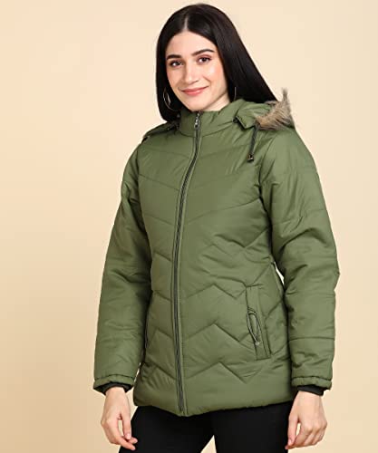 Image of Ellipse Nylon Regular Length Jacket For Girls Solid Color Women's Winter Jacket Stylish Quilted Regular Fit Full Sleeves Jacket
