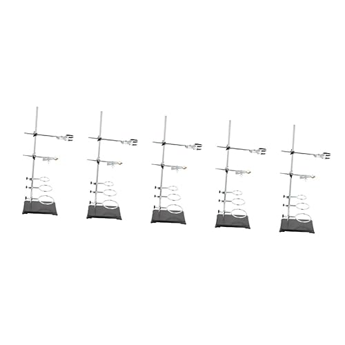ULTECHNOVO 5pcs Clamping Metal Iron Portable Stand Kit Laboratory- Lab Stands Head Laboratory Stand- Flask Holder Burette Metalware Chem Ring Base