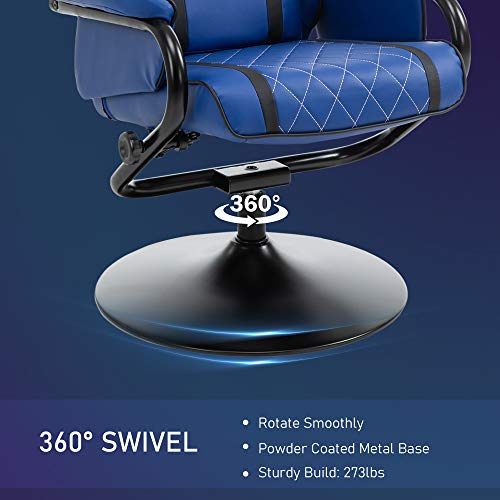 Vinsetto High Back Video Gaming Recliner With Ottoman, Racing Style Pc Computer Office Chair, Swivel With Headrest & Lumbar Support, Adjustable Height, Blue/Black #TOP4