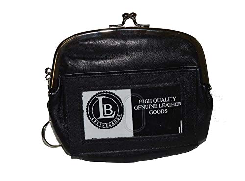 Coin Purse Large with Outside ID Pocket card slots and key ring by Leatherboss