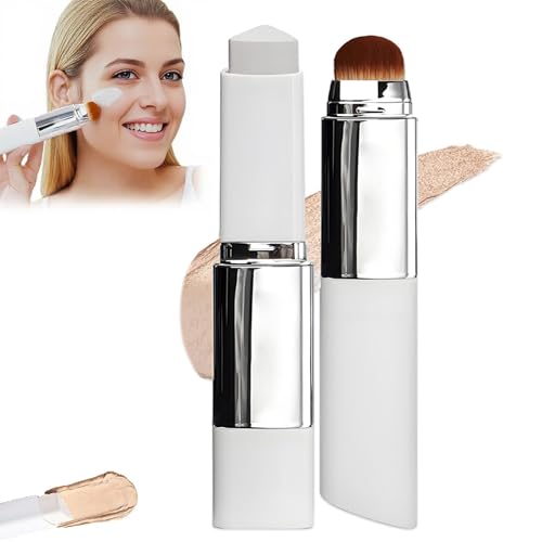 Base Maquillaje Barra Con Brocha,Crema Blanca Que Cambia De Color,Corrector Alta Cobertura,Resistente Agua Y Al Sudor,Para Un Maquillaje Natural Para Todos Los Tipos De Pie (Colores claros)