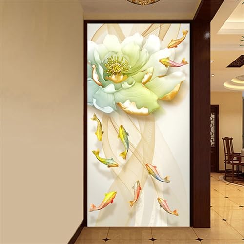 Peinture par numero adulte perle diamant fleur koi 70x140cm