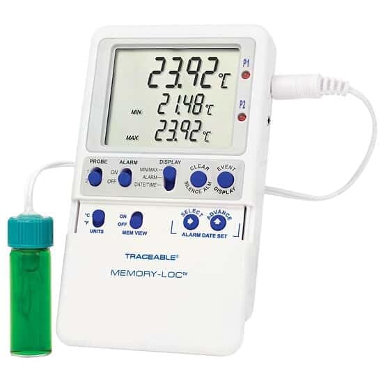 Traceable® Memory-Loc™ Data Logging Thermometers with Calibration (1 Probe, Vaccine Bottle Probe)