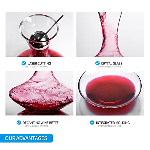 Red Wine Decanter,100% Lead-Free Crystal Glass,Hand Blown Glass,Full Bottle Wine Pitcher - Elegant Modern Pouring Vessel For Hosting Parties #TOP2