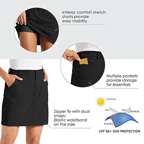 Willit Women's Skorts Golf Casual Skort Skirts Upf 50+ Quick Dry Zip Pockets Outdoor Hiking Black L #TOP3